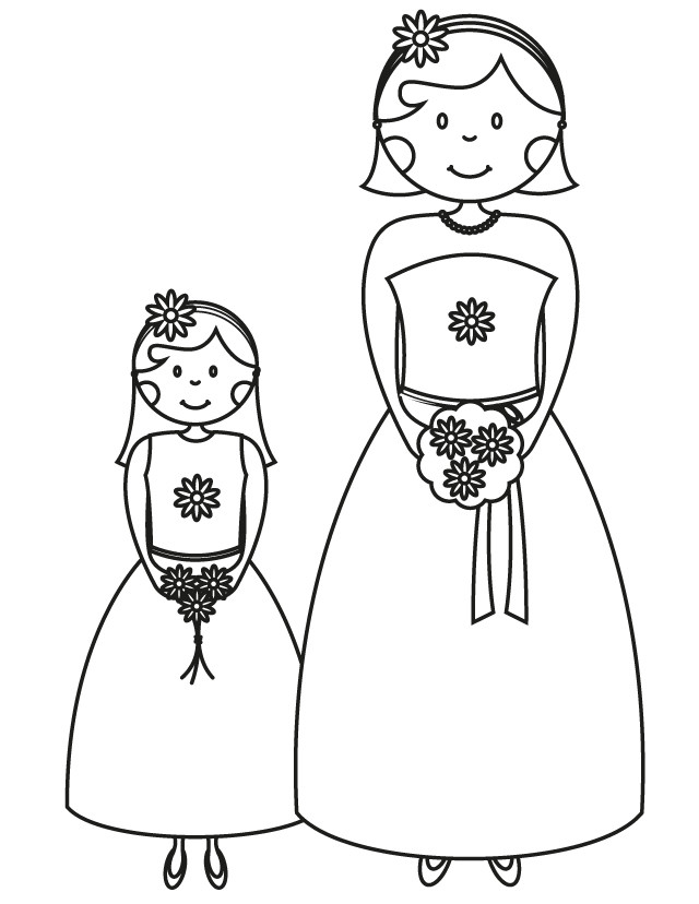 Flower Girl Coloring Pages
 Wedding coloring pages Bridesmaid flowergirl