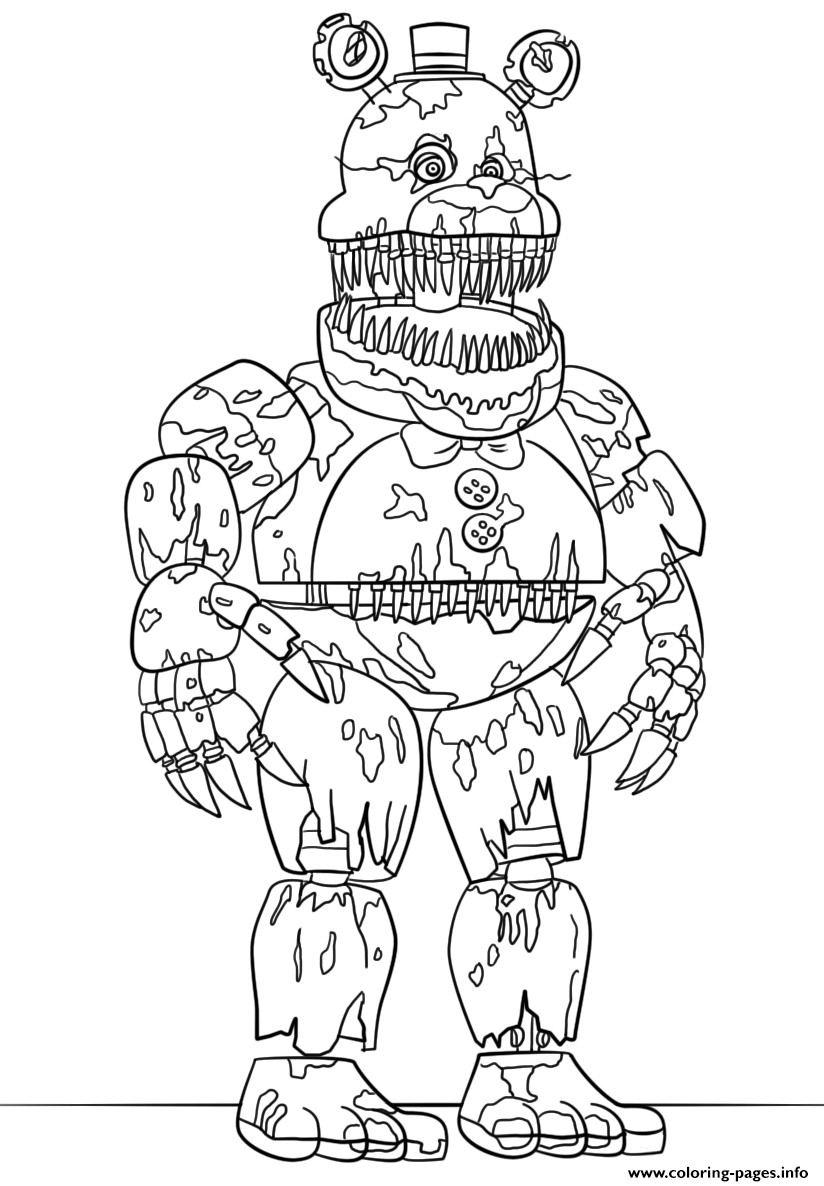 Fnaf Coloring Pages For Boys
 Print nightmare fredbear scary fnaf coloring pages