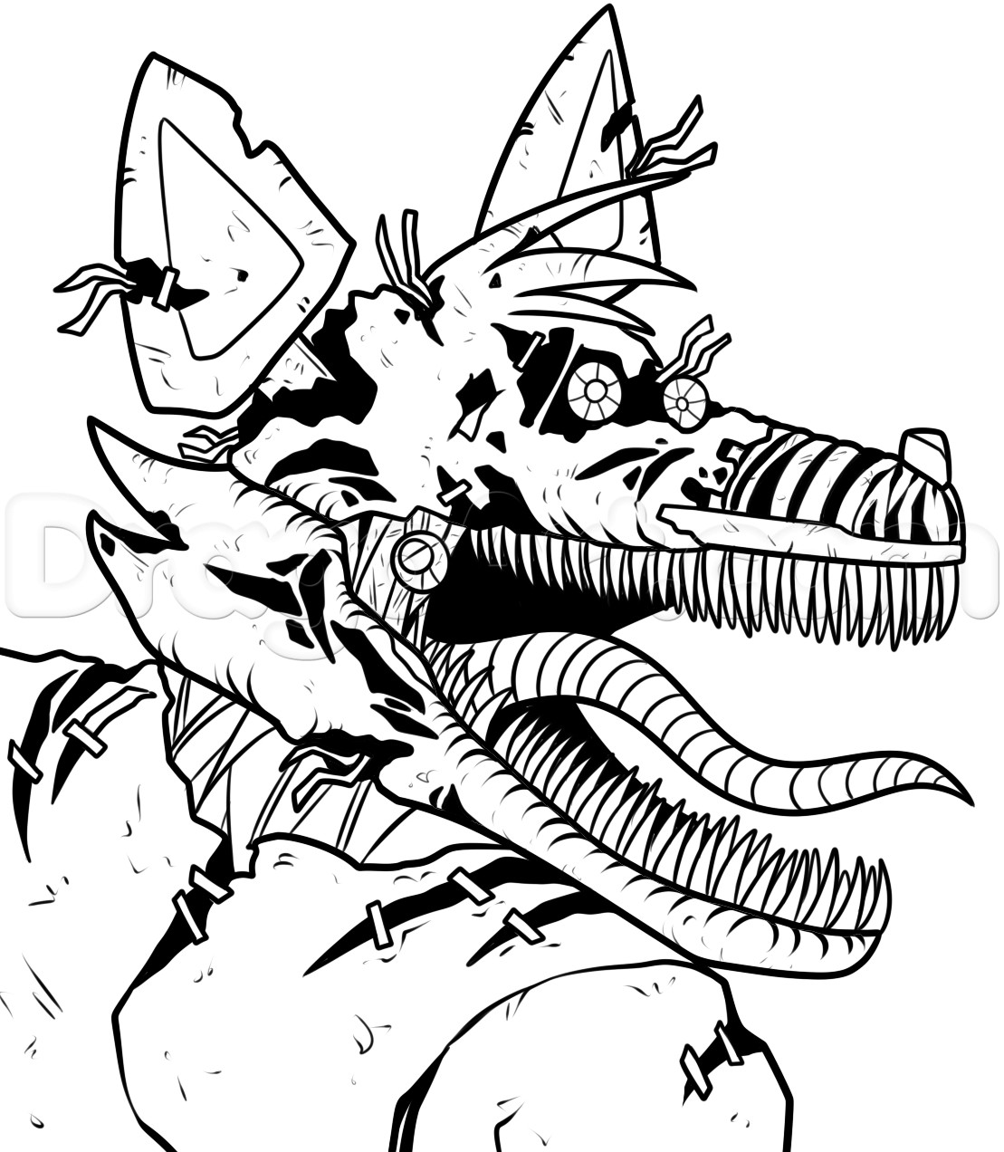 Fnaf Coloring Pages Nightmare
 How to Draw Nightmare Foxy Step by Step Video Game