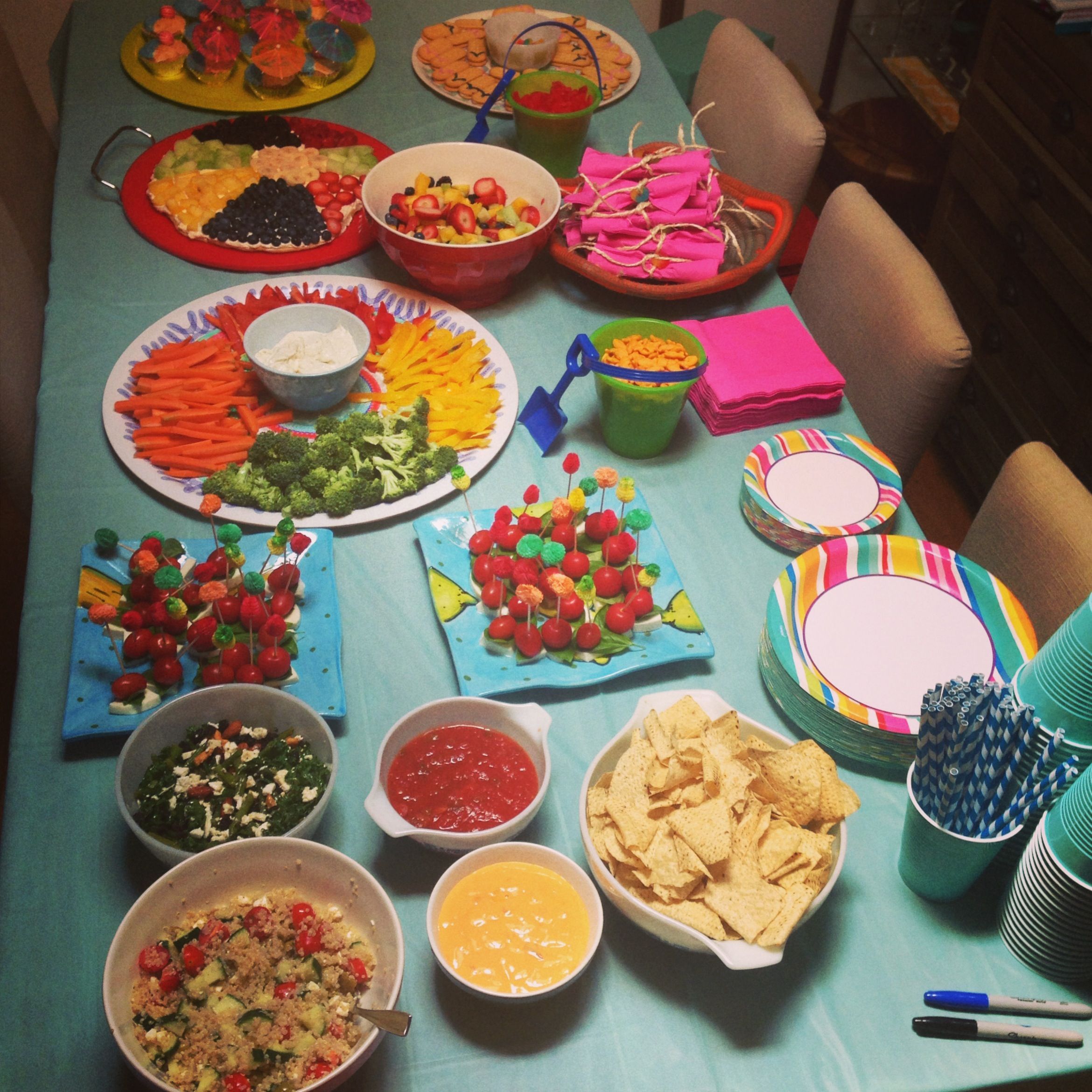 Food Ideas For Pool Party
 Adult pool party food table Hosting