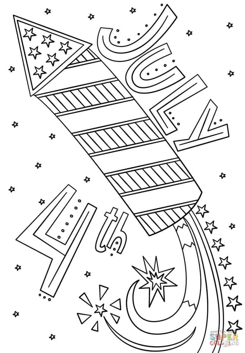 Fourth Of July Coloring Pages
 Fourth of July Fireworks Doodle coloring page