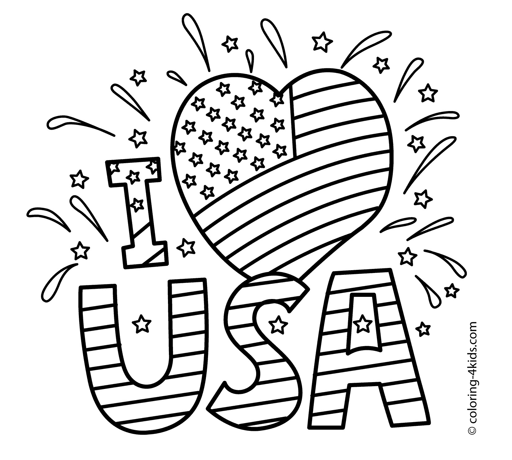 Fourth Of July Coloring Pages
 I love USA coloring pages July 4 independence day