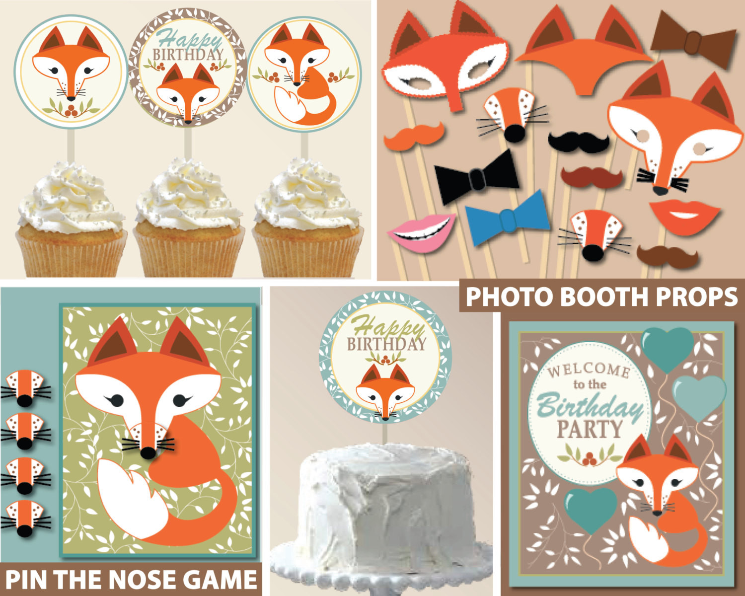 Fox Birthday Party
 Woodland Red Fox Boy Birthday Printable Party Package Fox