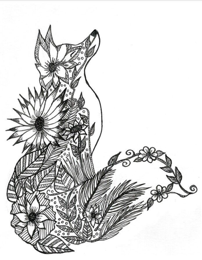 Fox Girl Coloring Pages For Adults
 Fox Adult Coloring Page More Mandalas