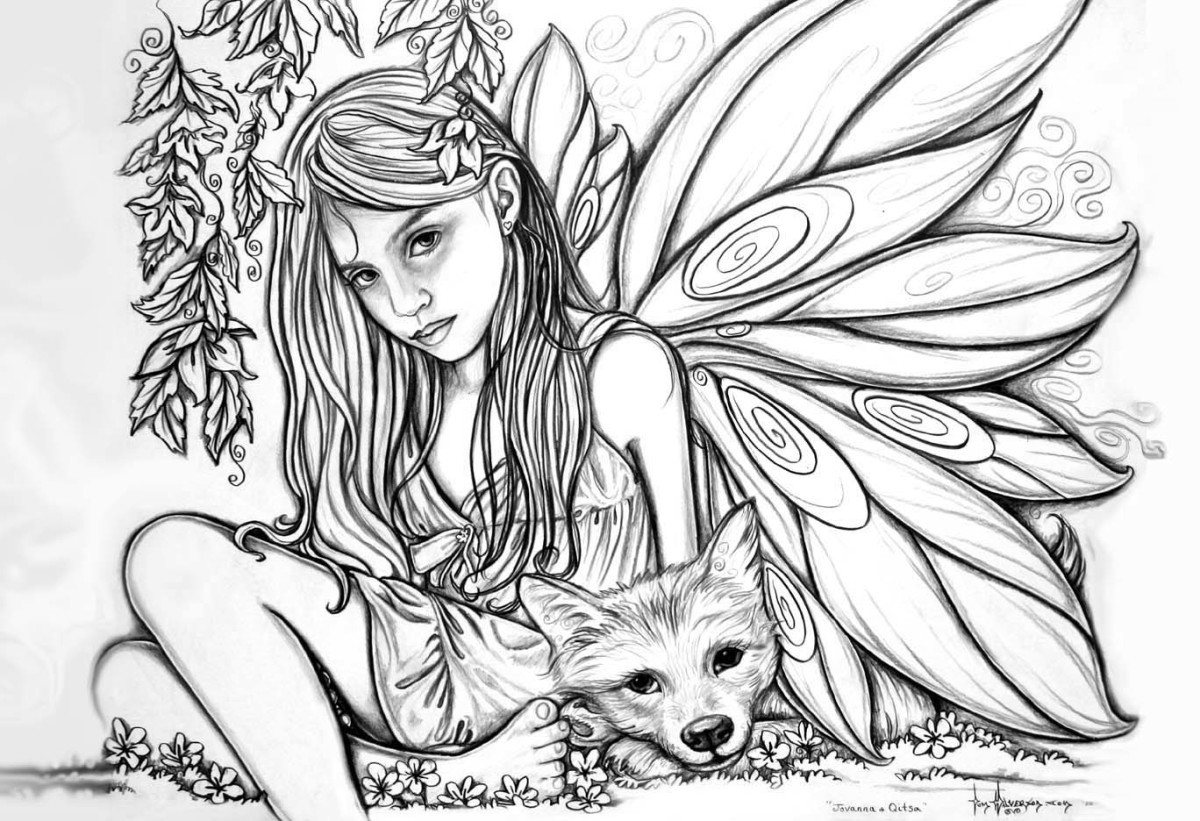 Fox Girl Coloring Pages For Adults
 Free Printable Girls And Fox To Color For Adults