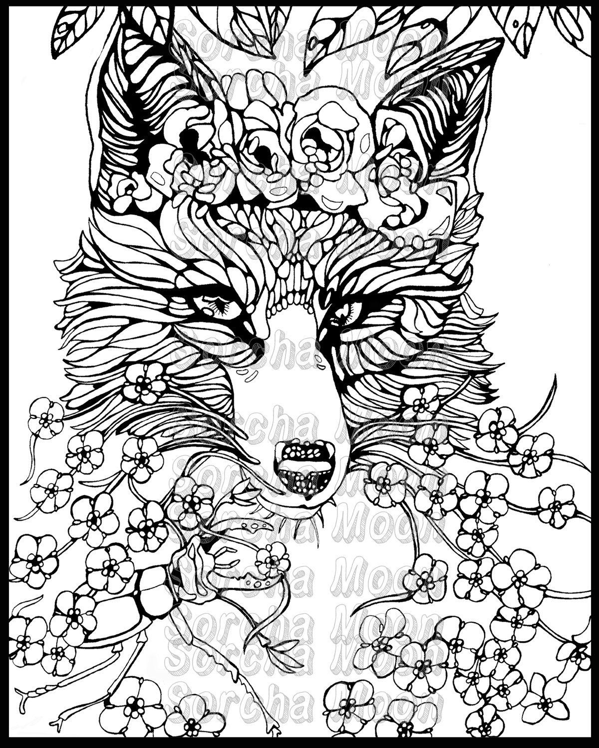 Fox Girl Coloring Pages For Adults
 Fox For Me Nots Coloring Page for Adults by SorchaMoon