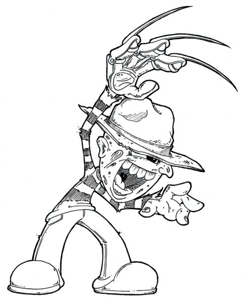 Freddy Krueger Coloring Pages
 Freddy Krueger Cartoon Drawings Sketch Coloring Page