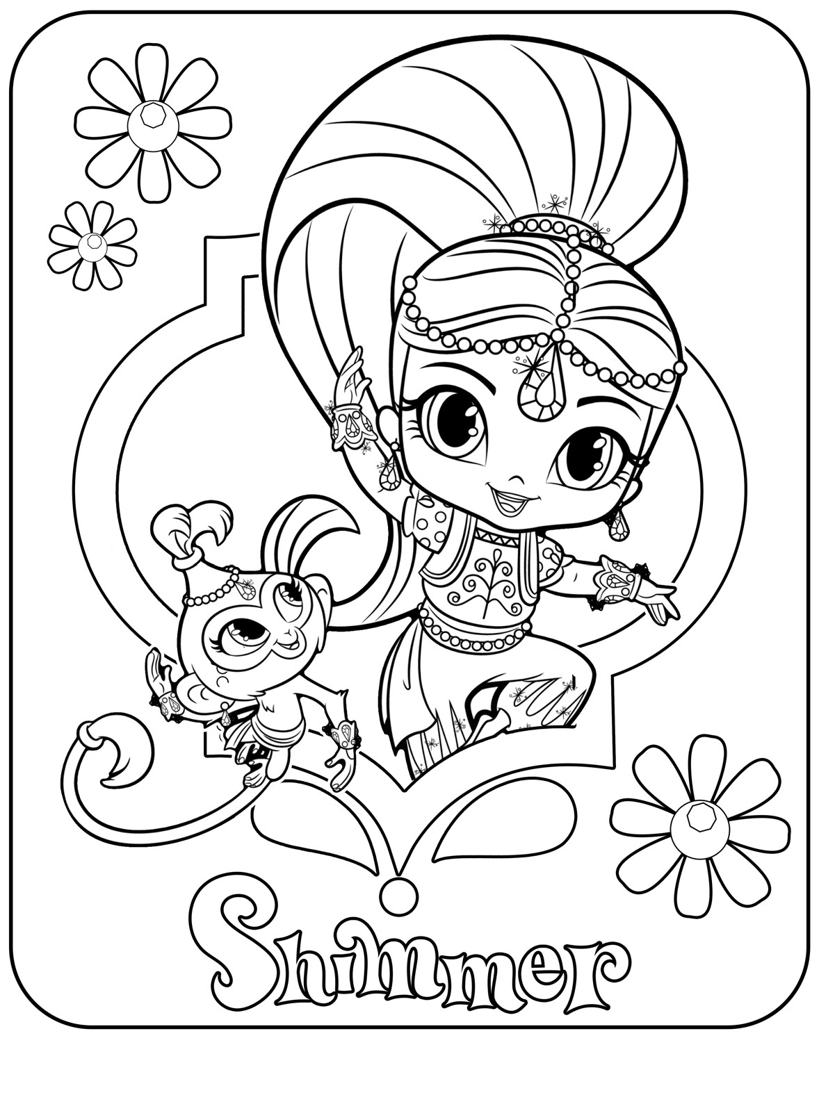 Free Coloring Book
 Shimmer and Shine coloring pages to and print for