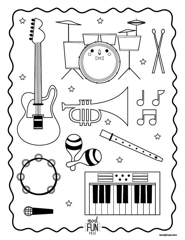 Free Coloring Pages For Boys Mandalon
 Nod Printable Coloring Page Instruments for Musical