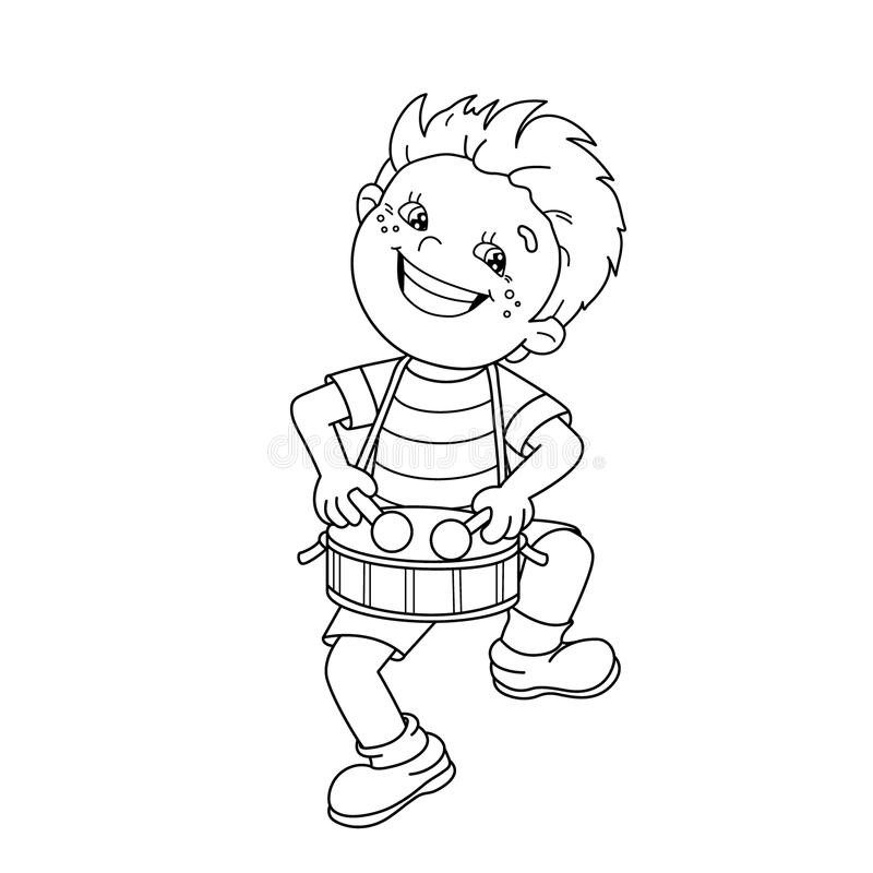 Free Coloring Pages For Boys Mandalon
 Coloring Page Outline Cartoon Boy Playing The Drum