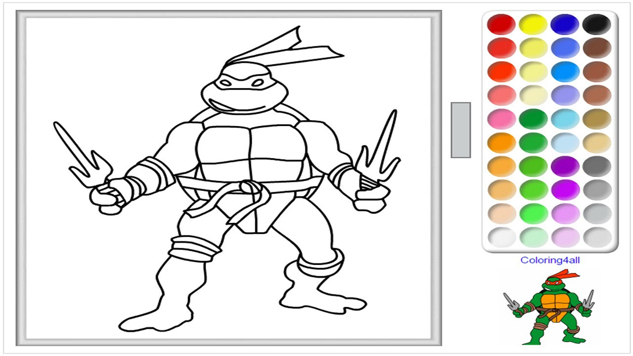 Free Coloring Pages For Boys Turtle
 Ninja Turtles line Coloring Raphael Game For kids