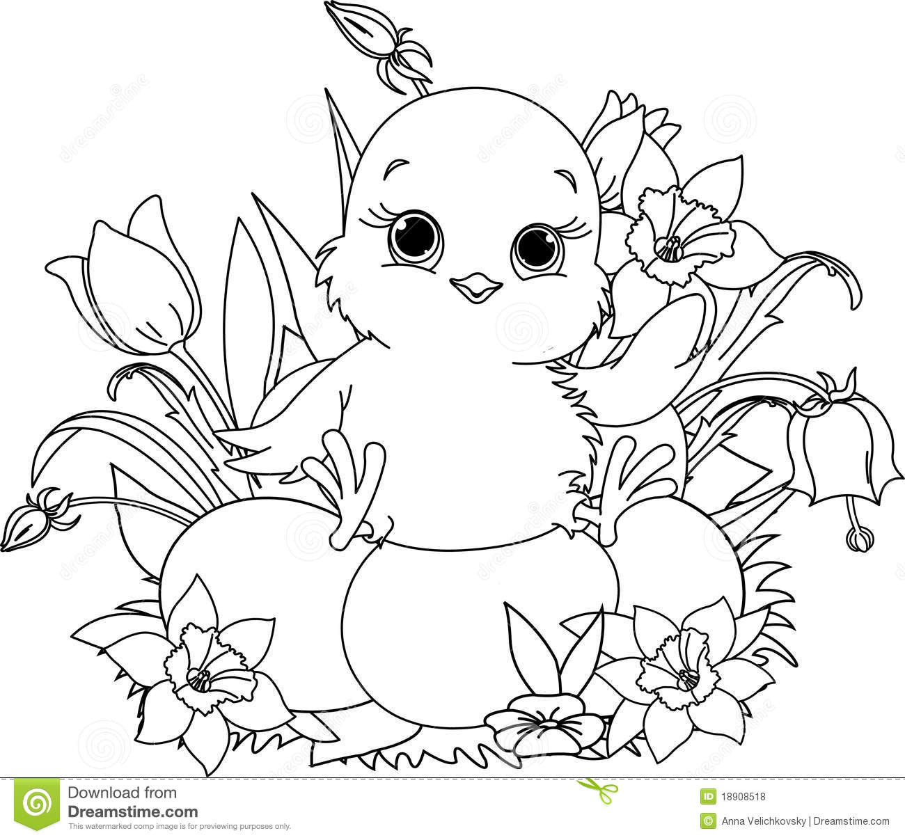 Free Easter Coloring Pages For Girls
 Happy Easter Chick Coloring Page Stock Vector