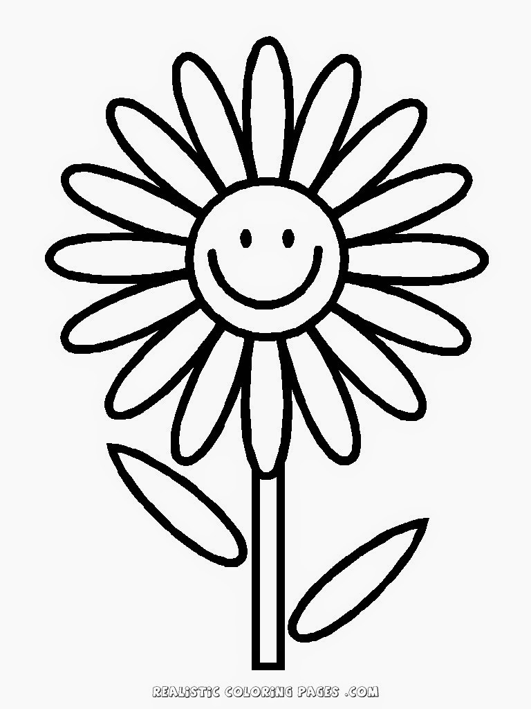 Free Flower Coloring Pages For Kids
 Simple Flower Kindergarten Kids Coloring Pages