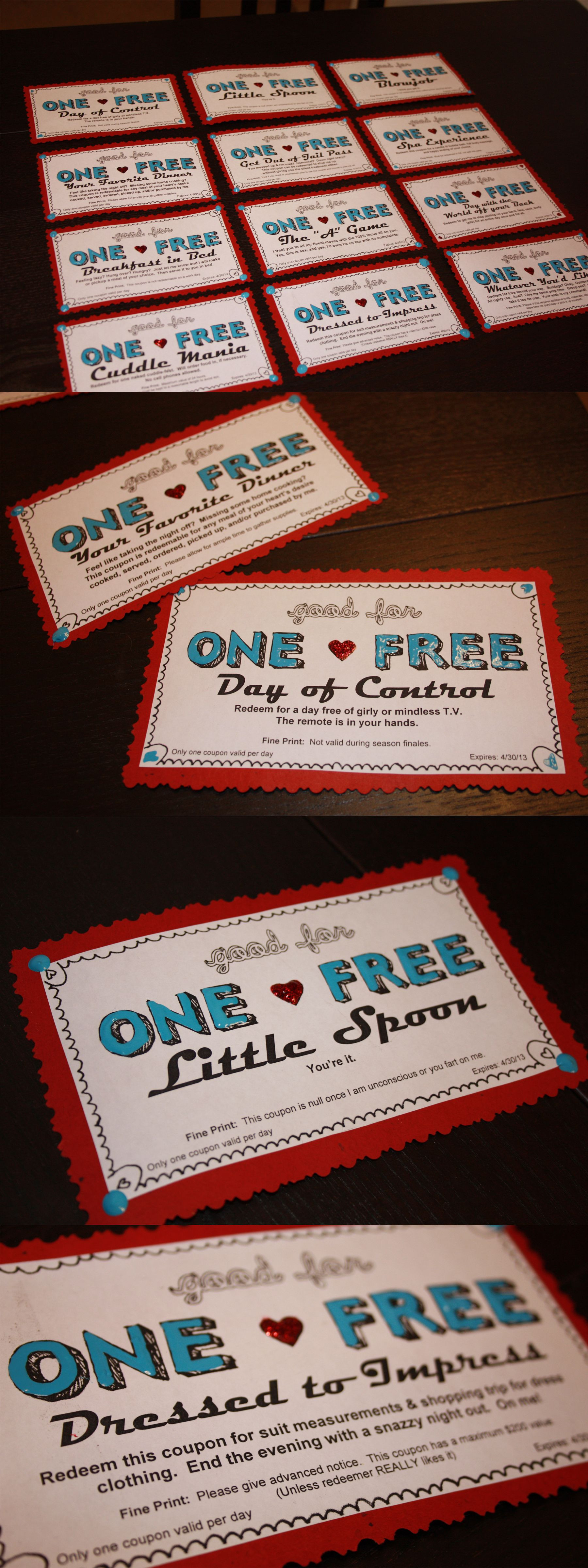 Free Gift Ideas For Girlfriend
 coupons I made for my boyfriend s birthday e free meal