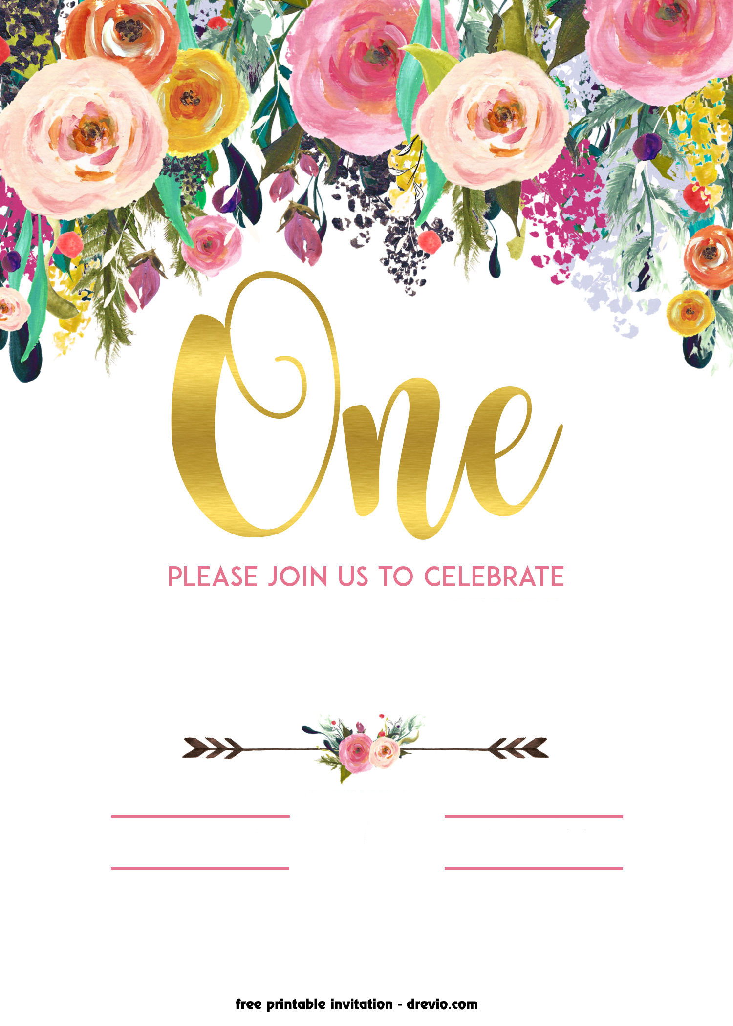 Free Online Birthday Party Invitations
 FREE Printable 1st Birthday Invitation – Vintage Style