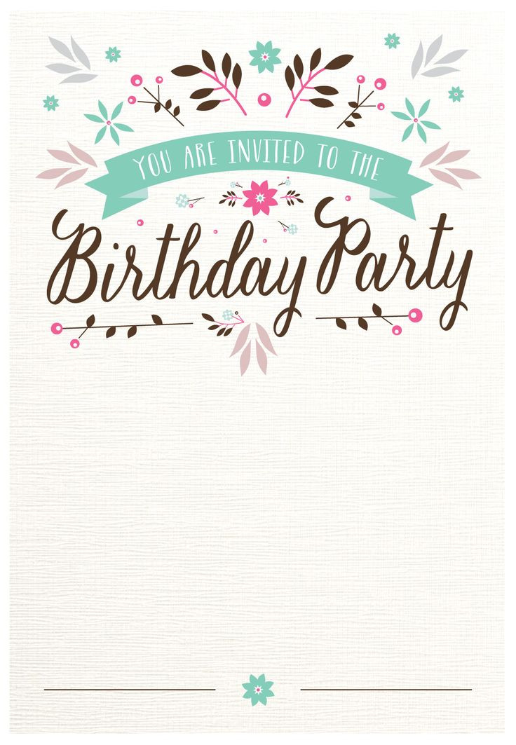 Free Online Birthday Party Invitations
 Flat Floral Free Printable Birthday Invitation Template