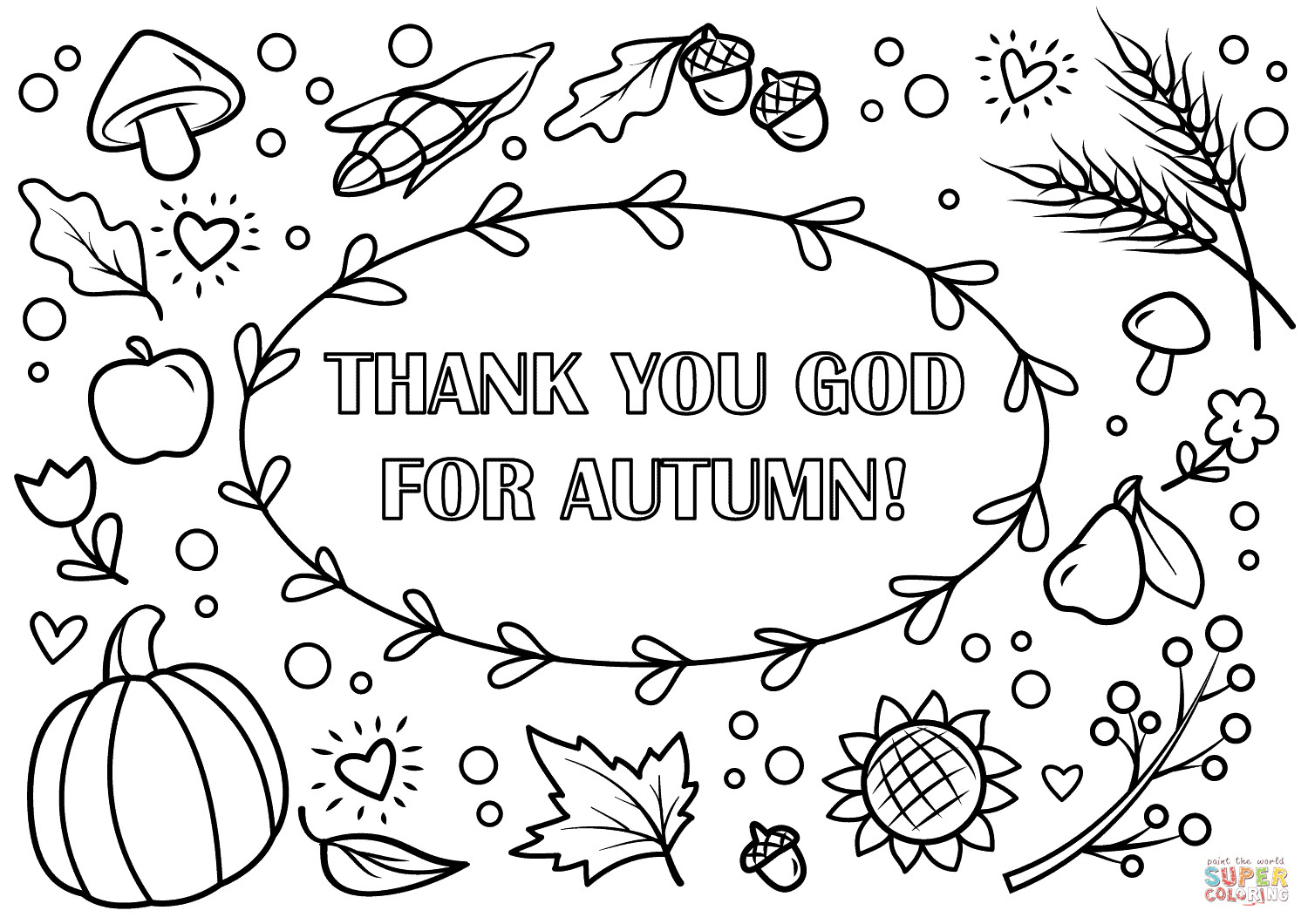 Free Printable Autumn Coloring Pages
 Thank You God for Autumn coloring page
