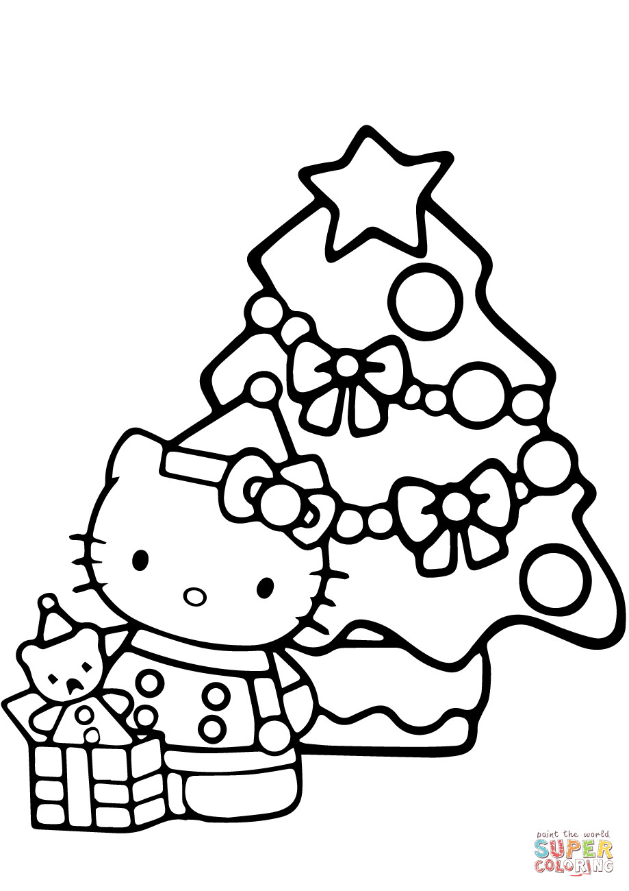 Free Printable Christmas Coloring Sheets
 Hello Kitty Christmas coloring page