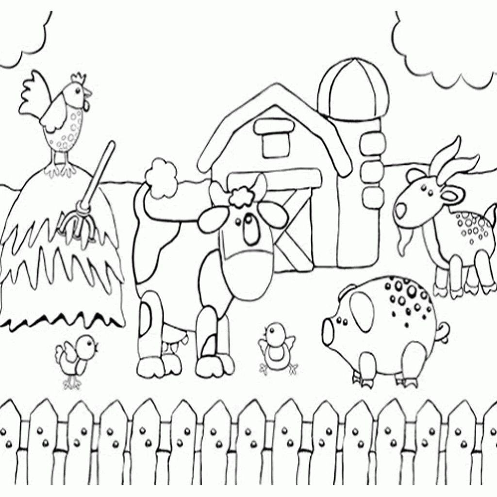 Free Printable Farm Animal Coloring Pages
 Printable Preschool Coloring Page Happy Farm Animals