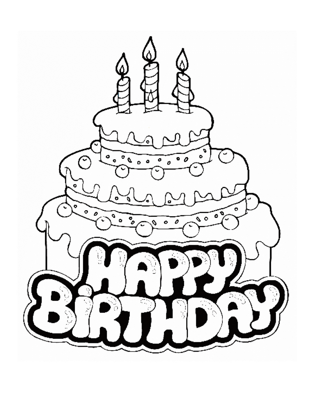 Free Printable Happy Birthday Coloring Pages
 Birthday Cake Coloring Pages Free