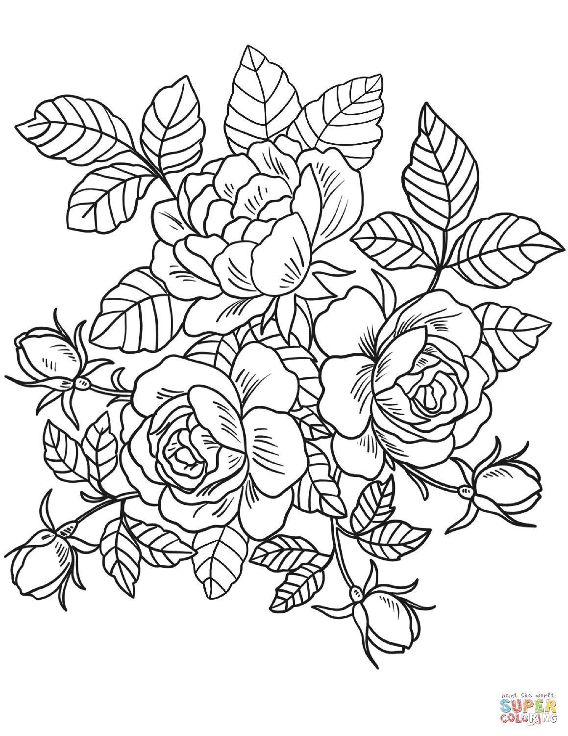Free Printable Rose Coloring Pages
 Roses Flowers coloring page