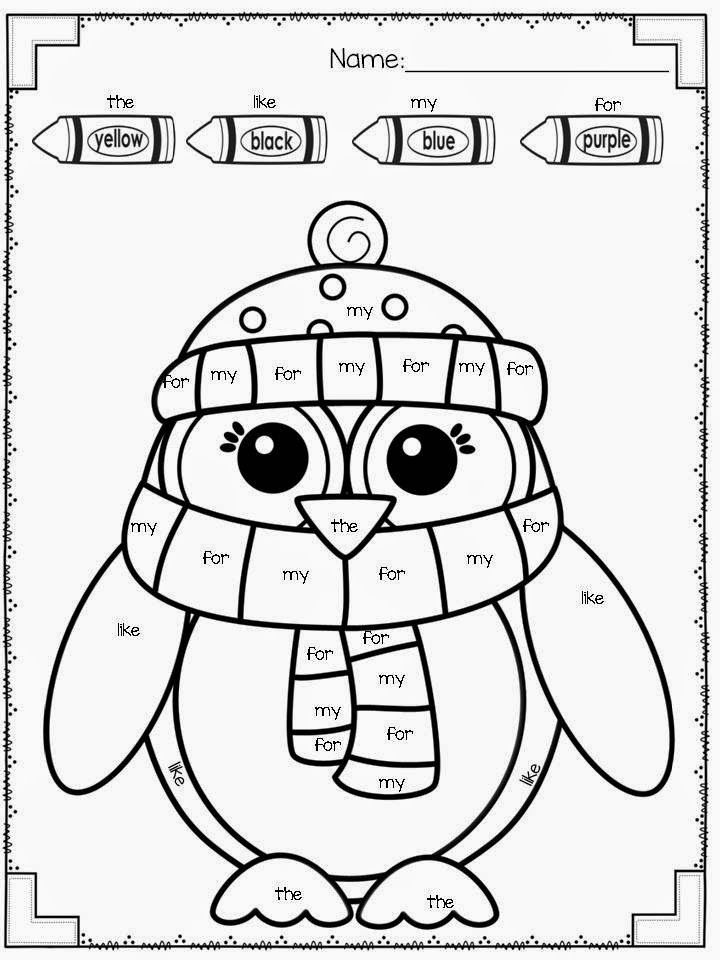 Free Printable Sight Word Coloring Pages
 FREEBIE Winter color by sight word