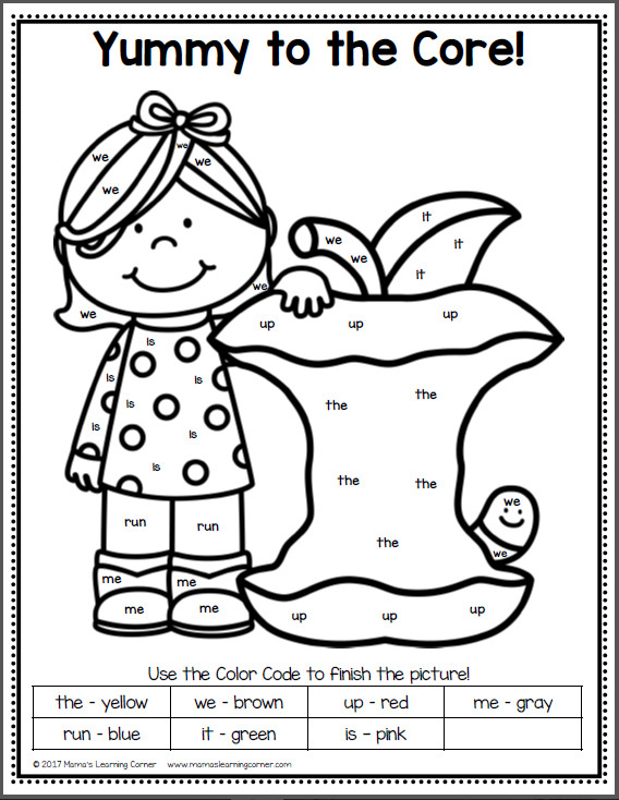 Free Printable Sight Word Coloring Pages
 Color By Sight Word Apples Mamas Learning Corner