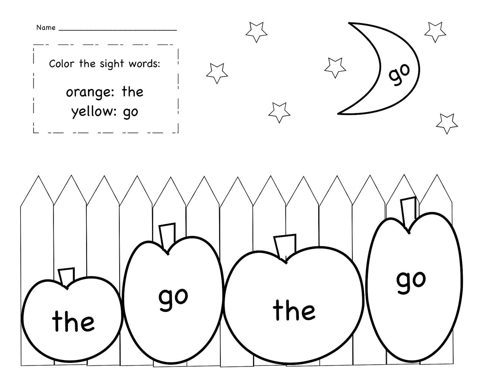Free Printable Sight Word Coloring Pages
 Kinder Learning Garden September 2012