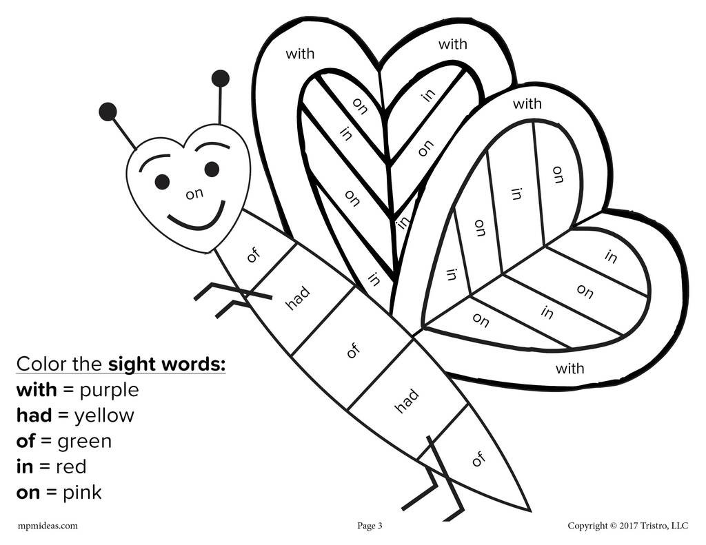 Free Printable Sight Word Coloring Pages
 Valentine s Day Color By Sight Word 4 FREE Printable