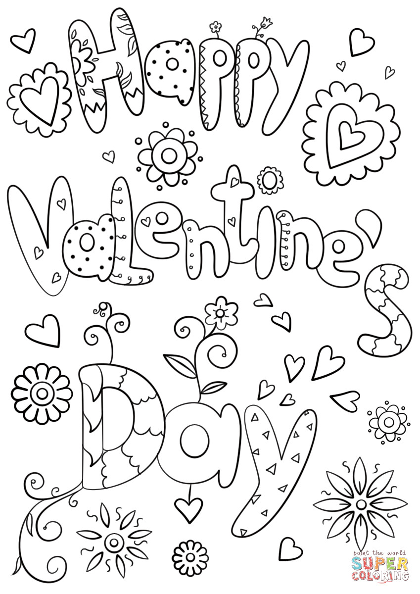Free Printable Valentines Coloring Pages
 Happy Valentine s Day coloring page