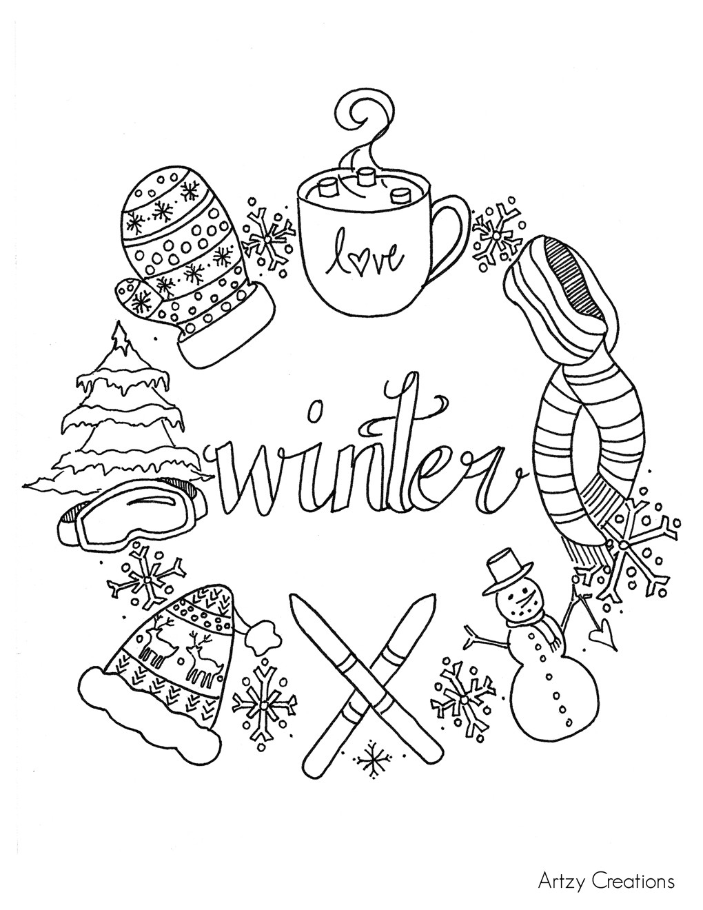 Free Printable Winter Coloring Pages
 Free Winter Coloring Page artzycreations