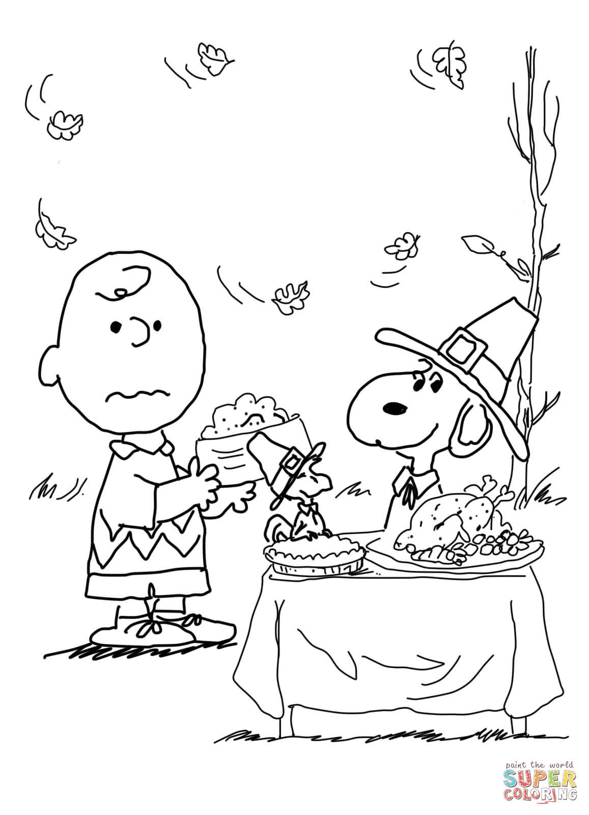 Free Thanksgiving Coloring Pages To Print
 Charlie Brown Thanksgiving coloring page