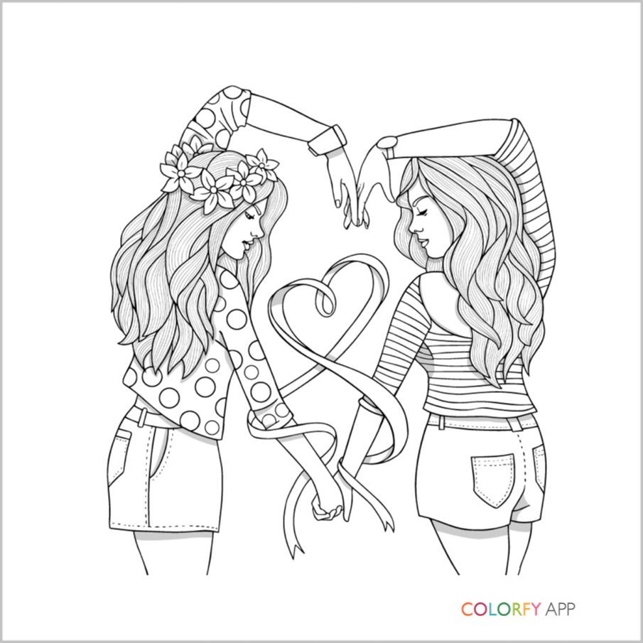 Friendship Coloring Pages For Girls
 Pin by Sunny D on Color Me please