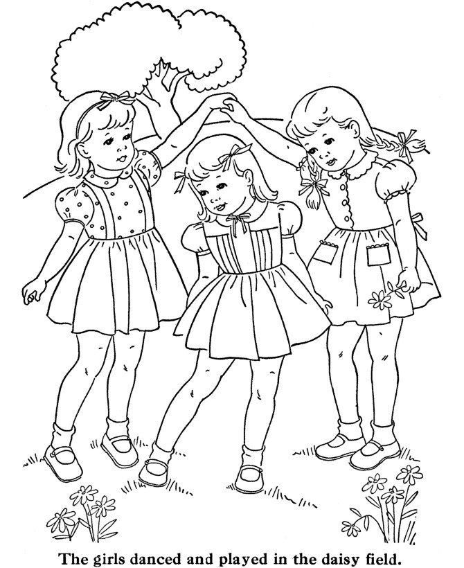 Friendship Coloring Pages For Girls
 Cute Little Girls Coloring Pages AZ Coloring Pages