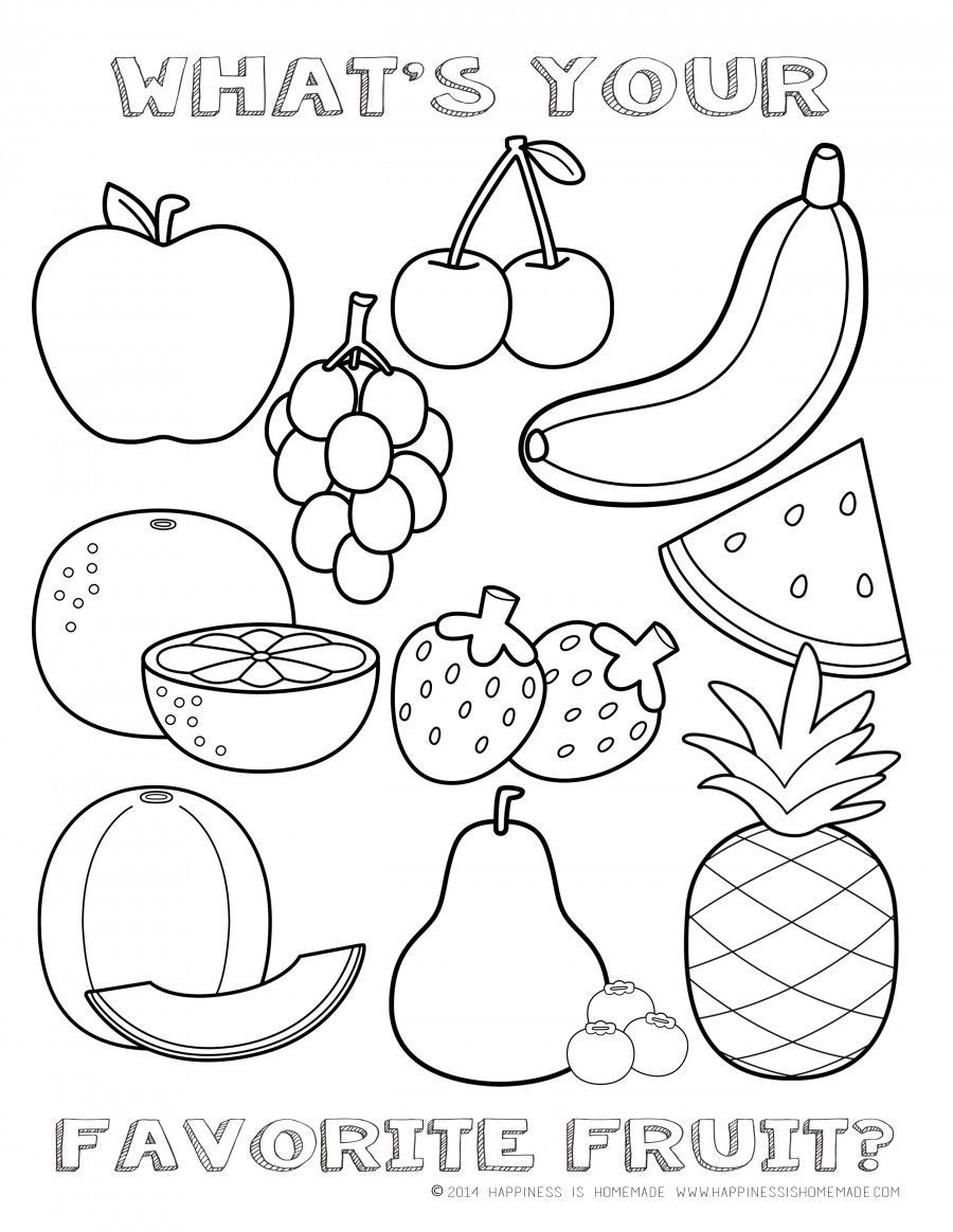 Fruit Coloring Pages For Toddlers
 FREE Fruit Coloring Page Happiness is Homemade