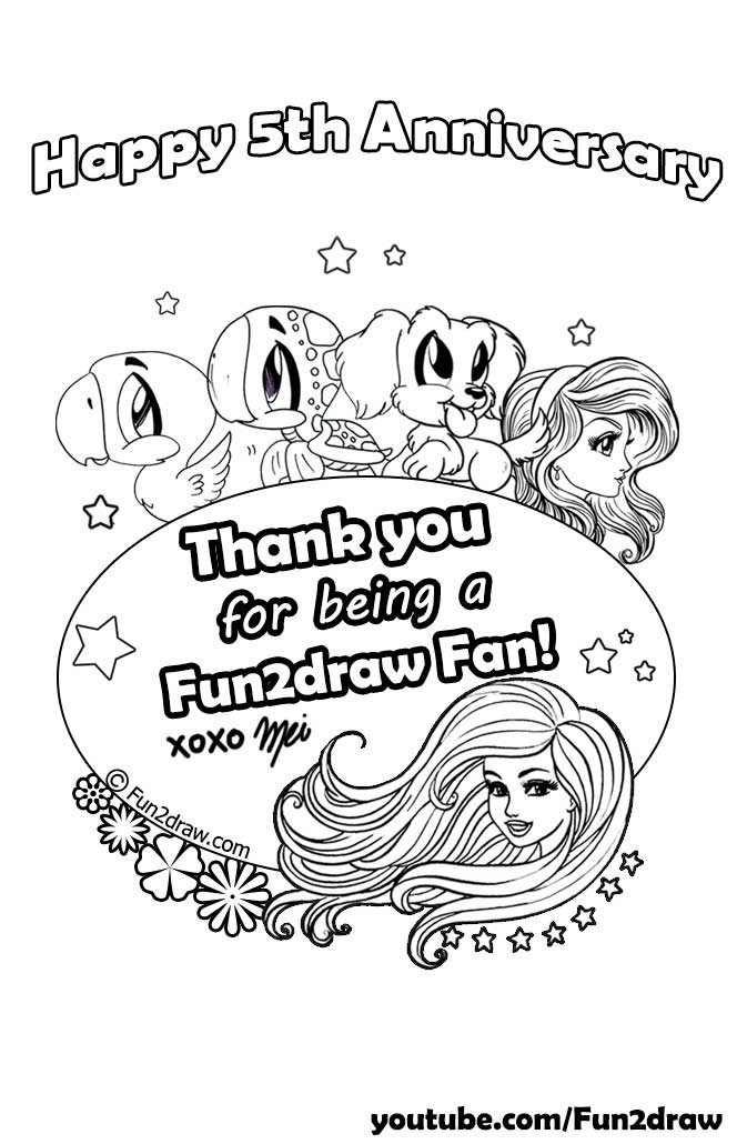 Fun 2 Draw Coloring Pages
 Fun2draw Freebies Fifth Year Anniversary Coloring Page