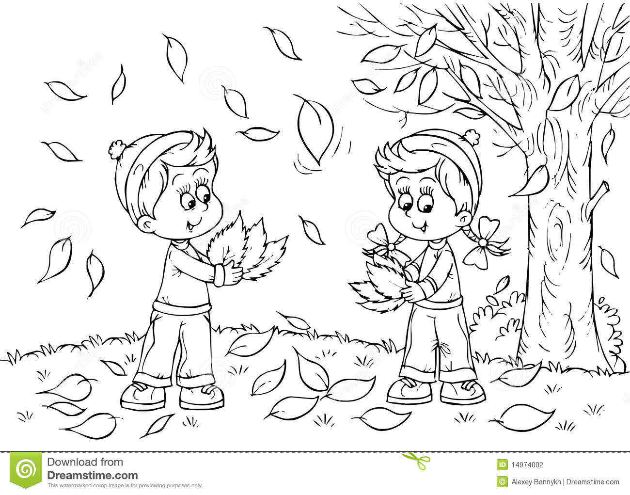 Fun Coloring Pages For Boys Fall
 Children in autumn stock illustration Illustration of