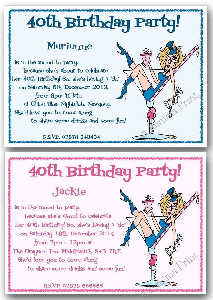 Funny 40Th Birthday Invitations
 18th 21st 30th 40th 50th 60th personalised funny Birthday