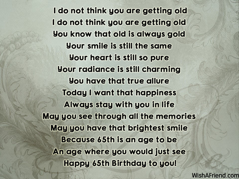 Funny 65Th Birthday Quotes
 65th Birthday Poems