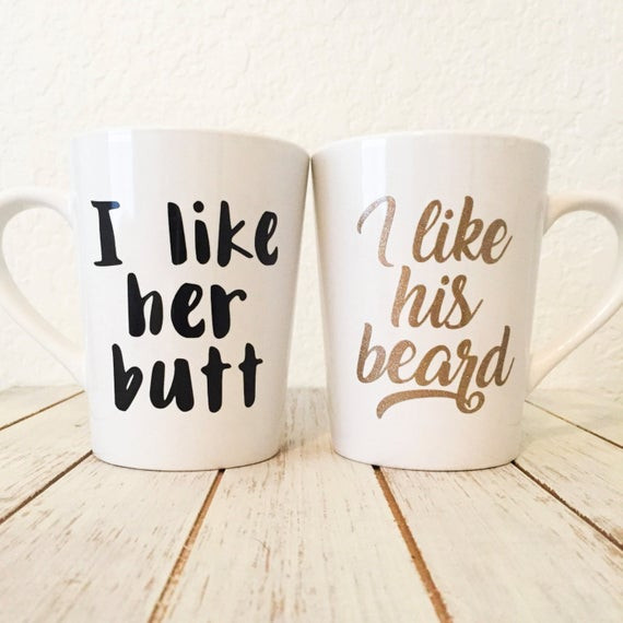 Funny Couples Gift Ideas
 I Like His Beard I Like Her Butt Newly Wed Coffee by