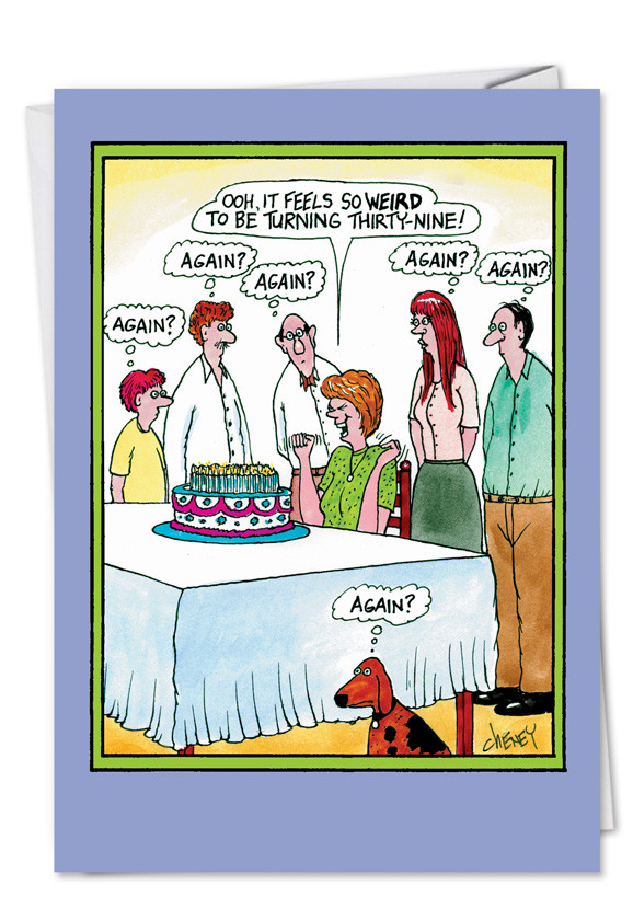 Funny Happy Birthday Cartoon
 Thirtynine Funny Birthday Card