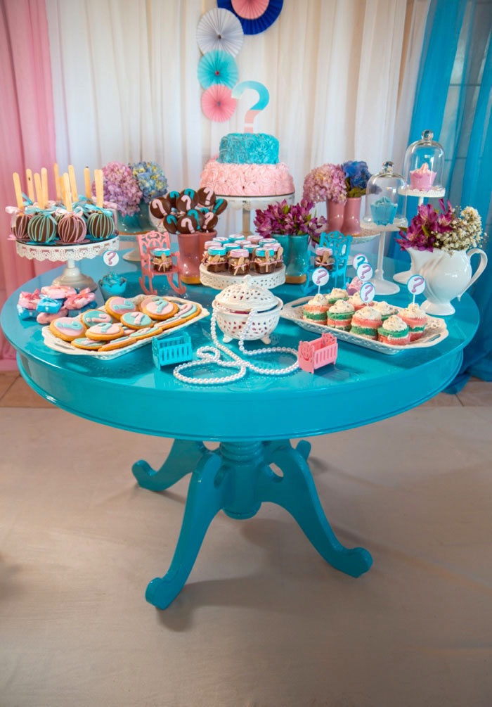 Gender Reveal Ideas For Party
 Kara s Party Ideas Gender Reveal Tea Party
