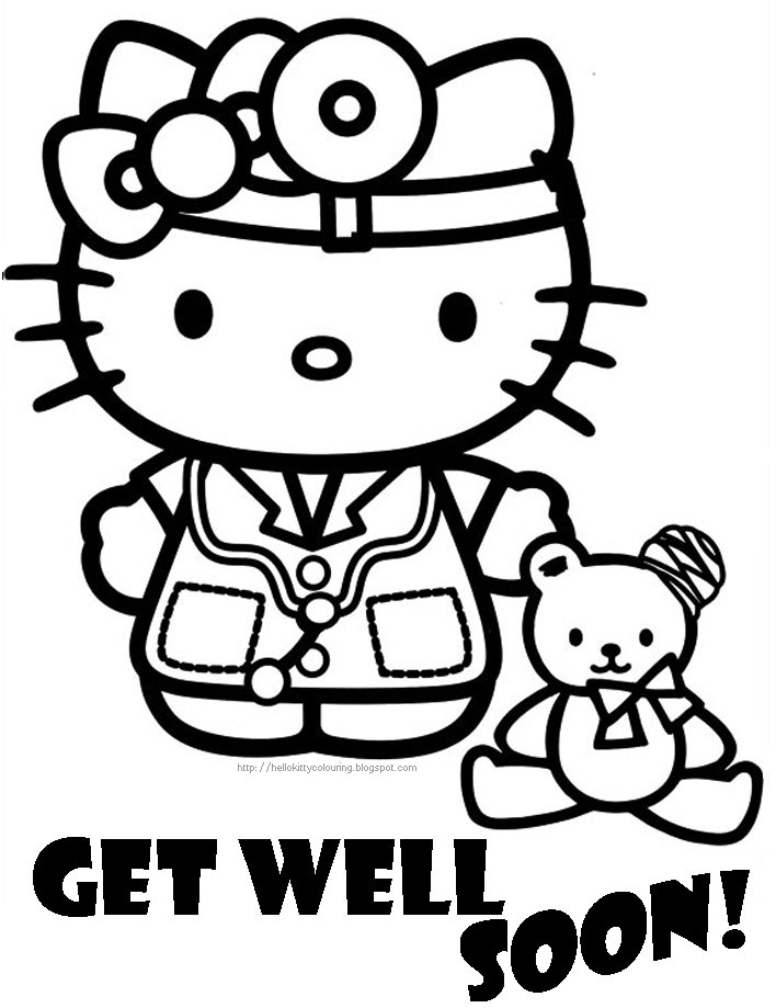 Get Well Soon Coloring Pages
 HELLO KITTY COLORING PAGES
