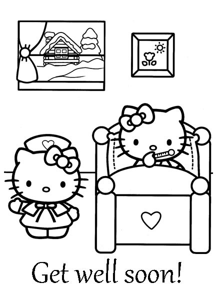 Get Well Soon Coloring Pages
 HELLO KITTY COLORING PAGES
