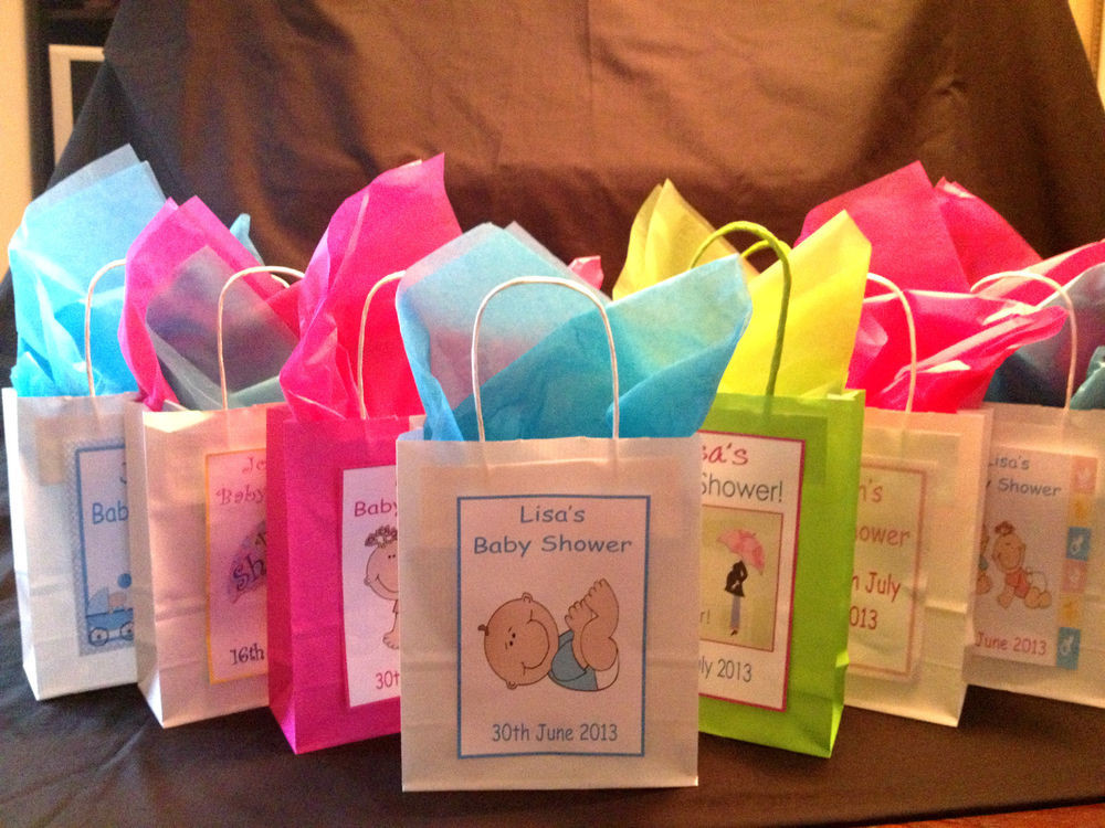 Gift Bag Ideas For Baby Shower
 Personalised BABY SHOWER FAVOUR Gift Bags Various