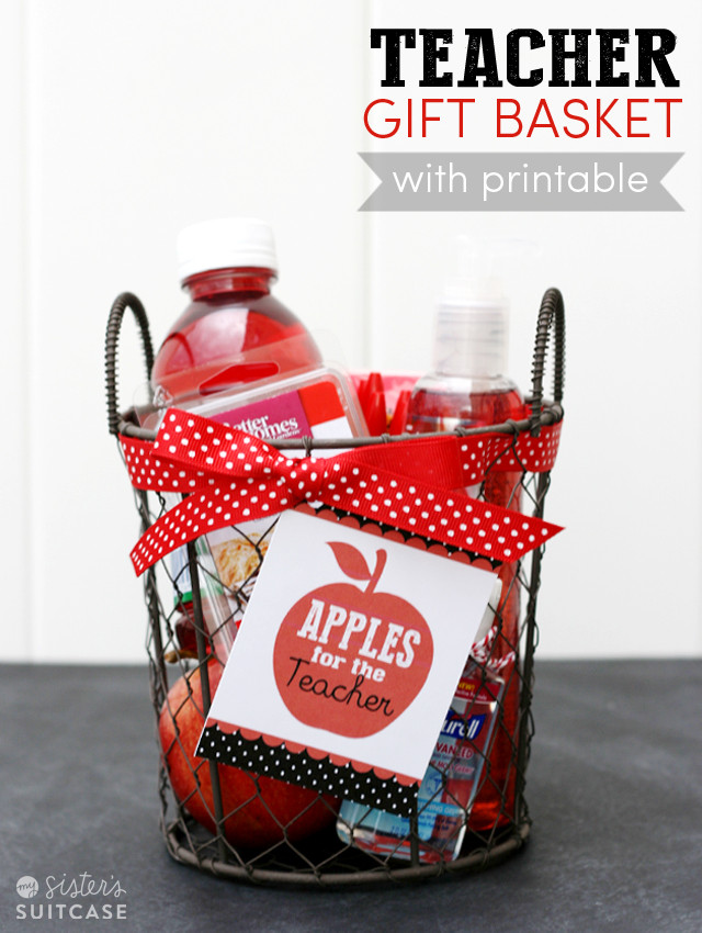 Gift Basket Ideas For Teachers
 Apples for the Teacher Gift Basket Tag My Sister s