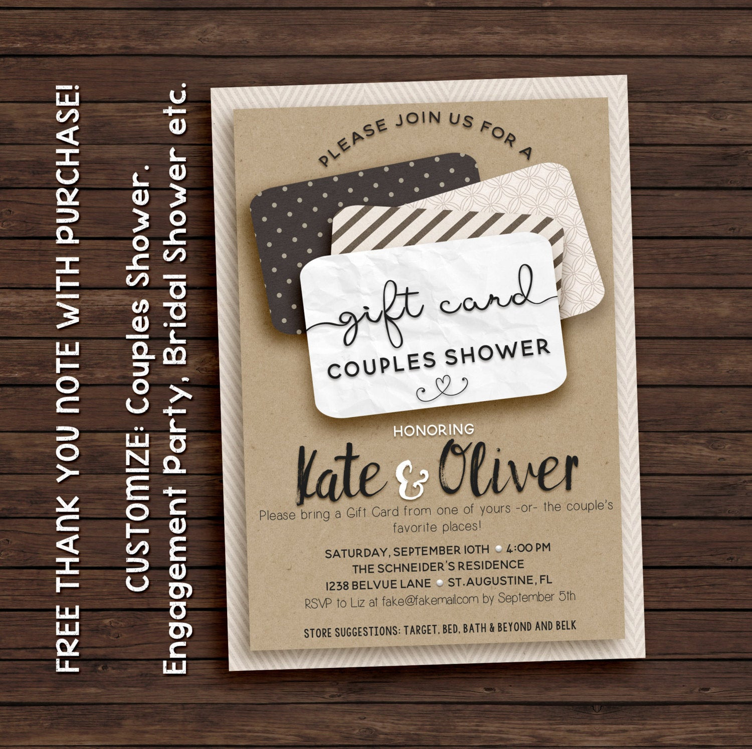 Gift Card Ideas For Couples
 Couples shower invitation t card invitation printable