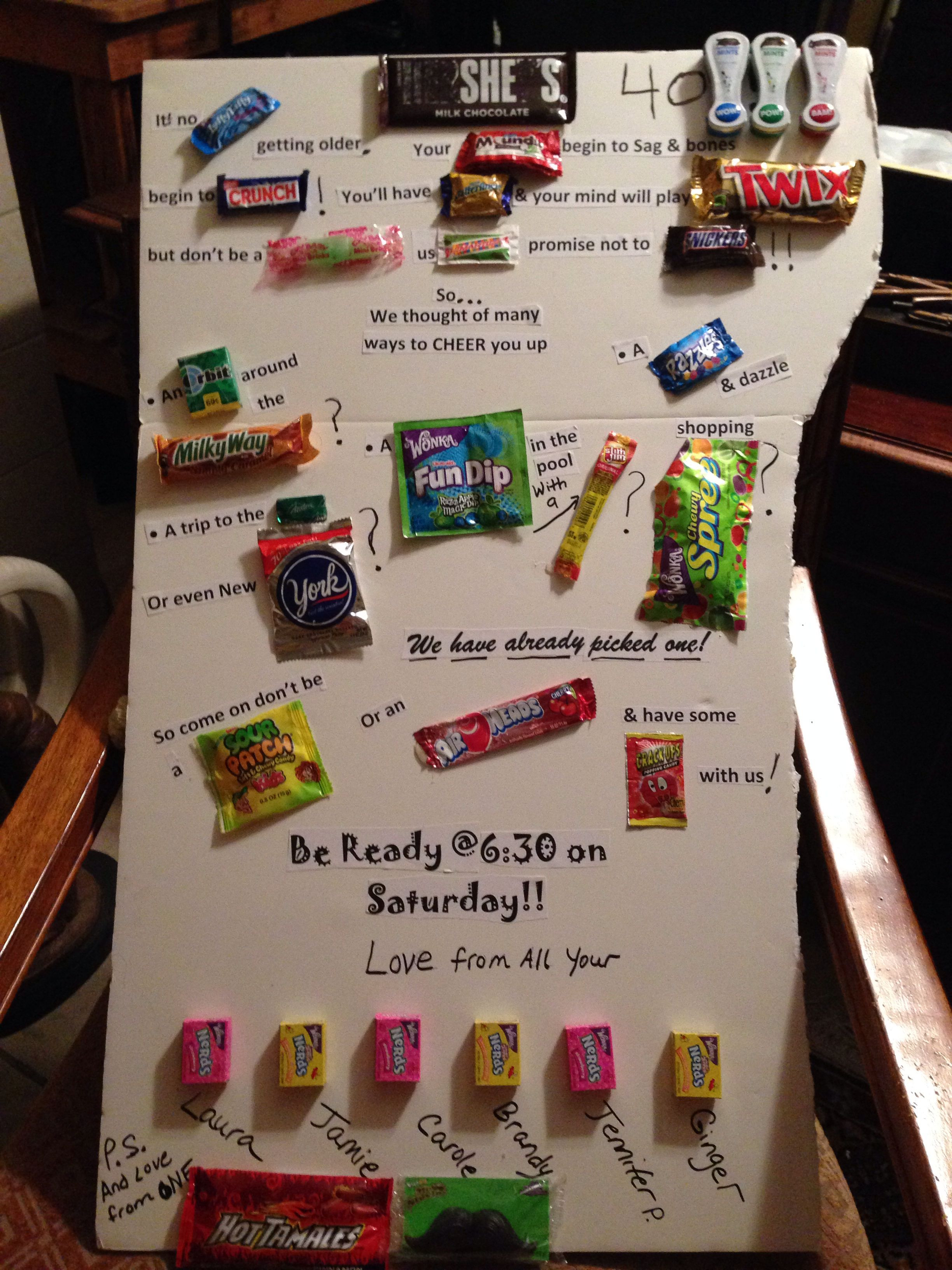 Gift Ideas For 40Th Birthday Male
 Candy bar sayings Friends 40th birthday crafts