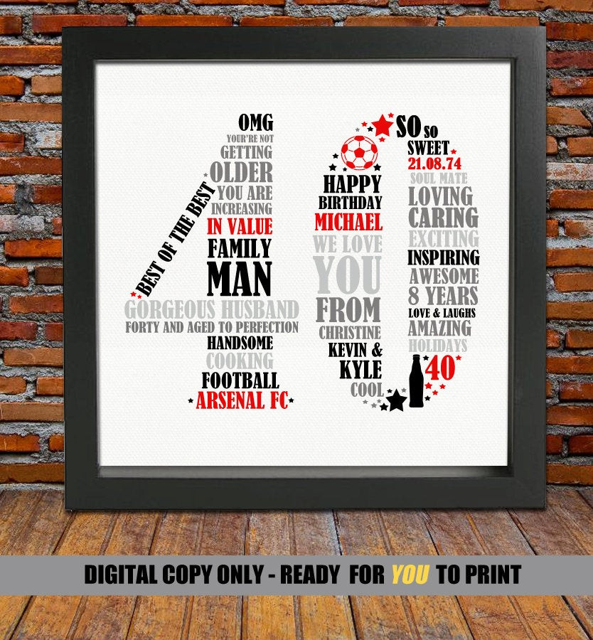 Gift Ideas For 40Th Birthday Male
 Personalized 40th Birthday Gift for Him 40th birthday 40th