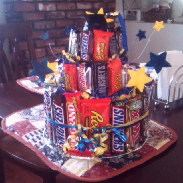 Gift Ideas For 8Th Grade Graduation
 Candy bar cake for my nephew s 8th grade graduation